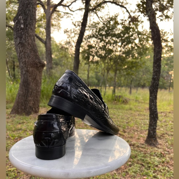 🔥 GG Horse Bit Black Leather CROC Embossed Loafers Mens SZ EU 42, US 9 Like New - Picture 6 of 10
